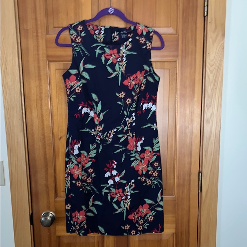Floral Sleeveless Dress - Blue and Red